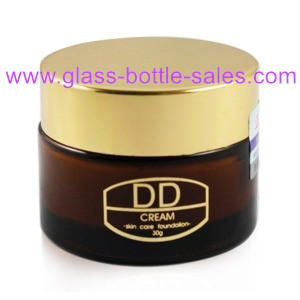 30g Amber Glass Cosmetic Jar With Gold Lid