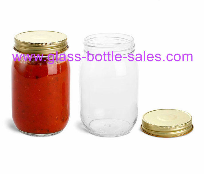 16oz Clear Glass Mason Jar With Lid