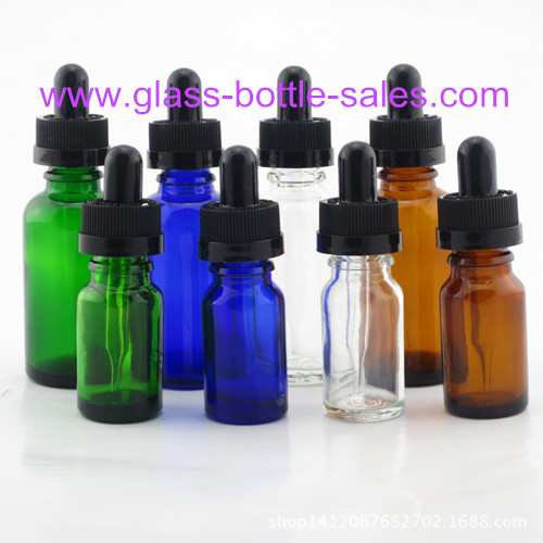 Clear,Amber,Blue,Green Electronic Cigarette Oil Glass Bottles With Black Droppers