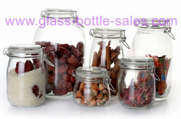 Clear Airtight Glass Storage Jar With Clip Lid