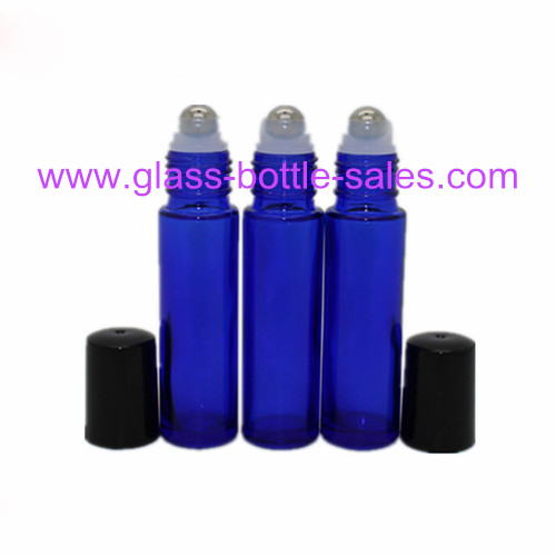 10ml Blue Perfume Roll On Bottle With Steel Roller And Cap