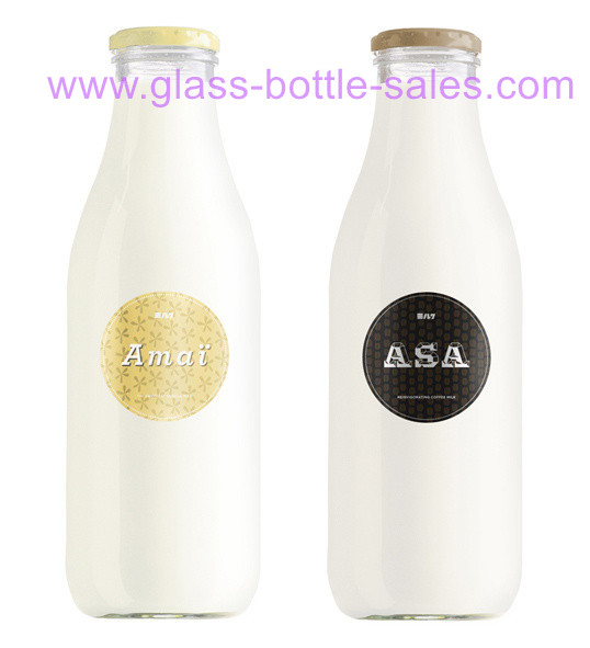 1000ml Clear Round Glass Milk Bottle