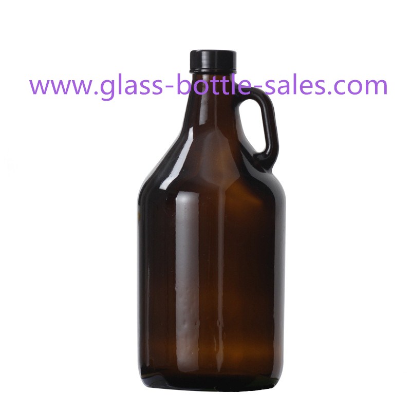 2L Amber California Wine Bottle With Handle