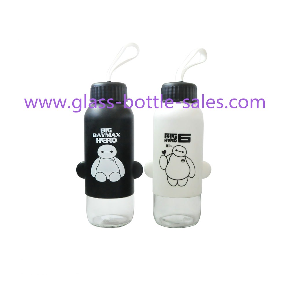 300ml Clear Water Glass Bottle With Silicone Cover