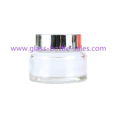 30g Sloping Shoulder Clear Glass Cosmetic Jar With Black lid