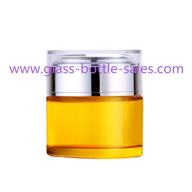 50g Colored Round Glass Cosmetic Jar With Double Lid