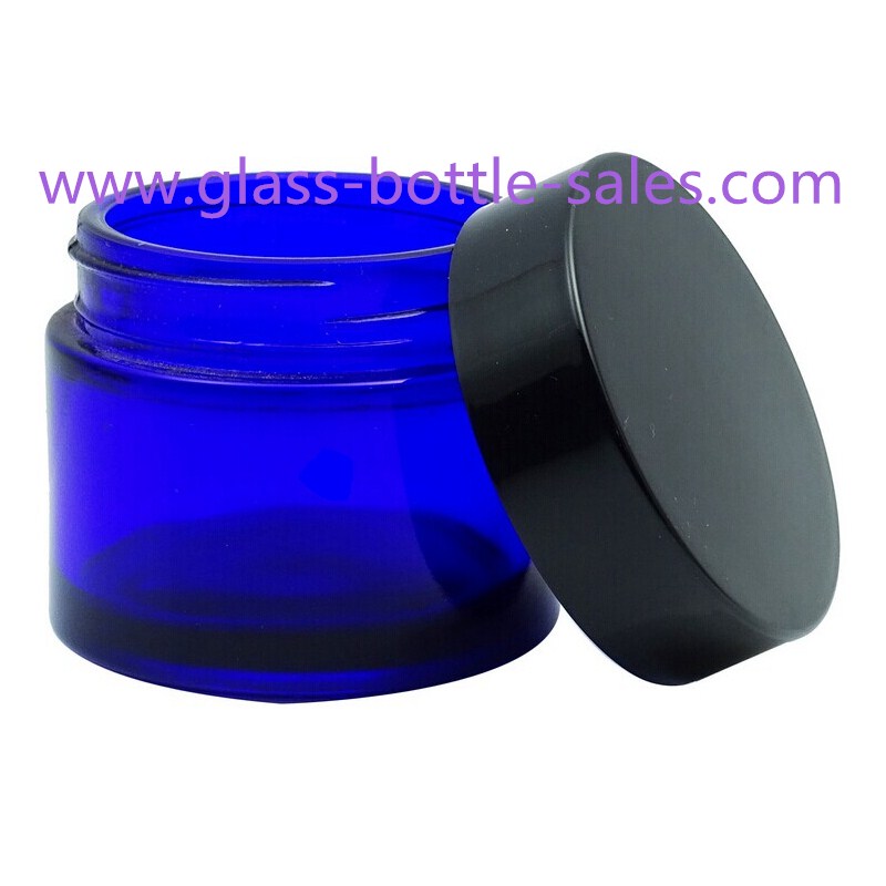 20g,30g,50g Blue Round Glass Cosmetic Jar With Lid
