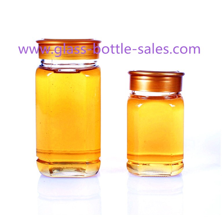 500g,1000g Clear Square Glass Honey Jars With Lids