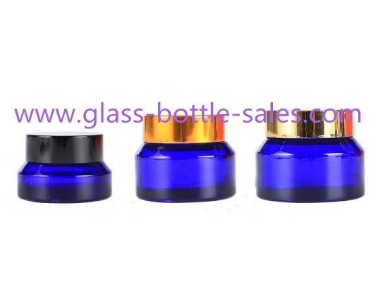 15g,30g,50g Blue Sloping Shoulder Glass Cosmetic Jars