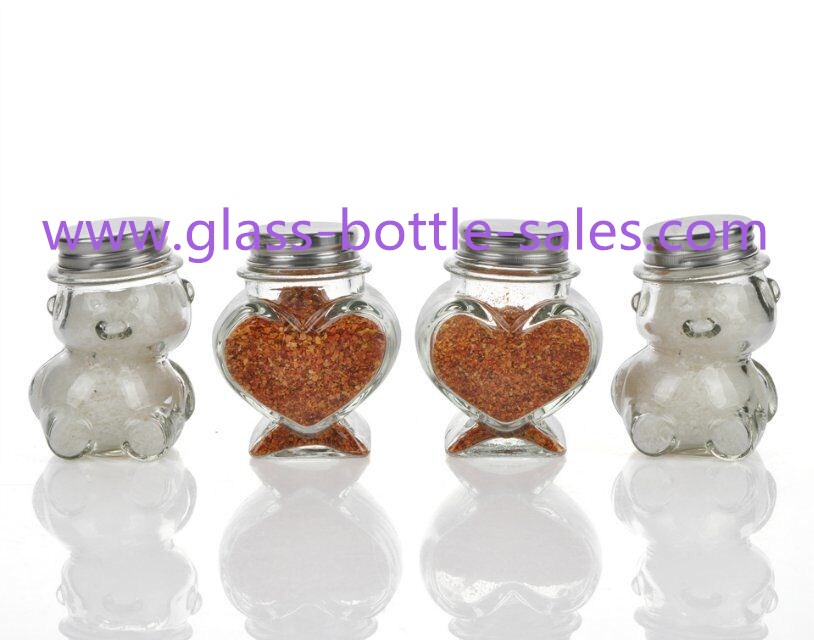 80ml-400ml透明小熊心形玻璃蜂蜜瓶