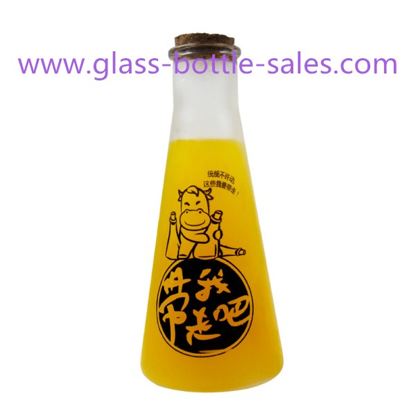 300ml锥形蒙砂玻璃果汁瓶