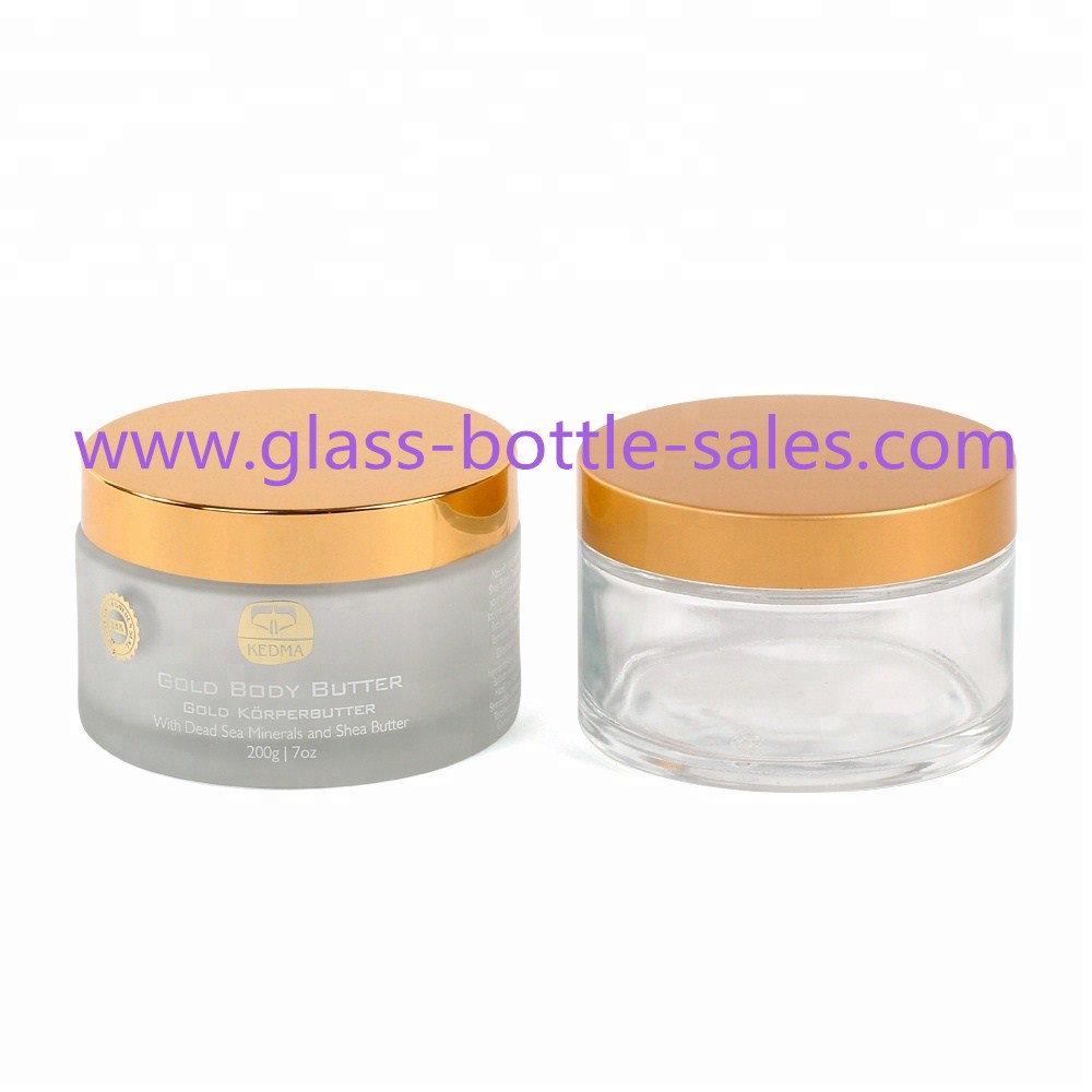 200g Clear Frost Round Glass Cosmetic Jar With Lid