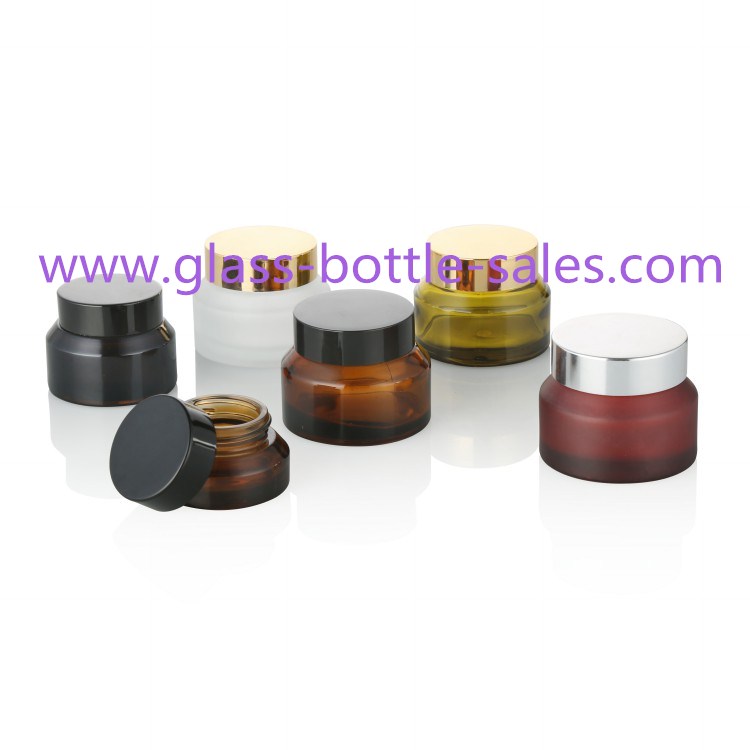 15g,30g,50g Sloping Shoulder Glass Cosmetic Jars With Lids