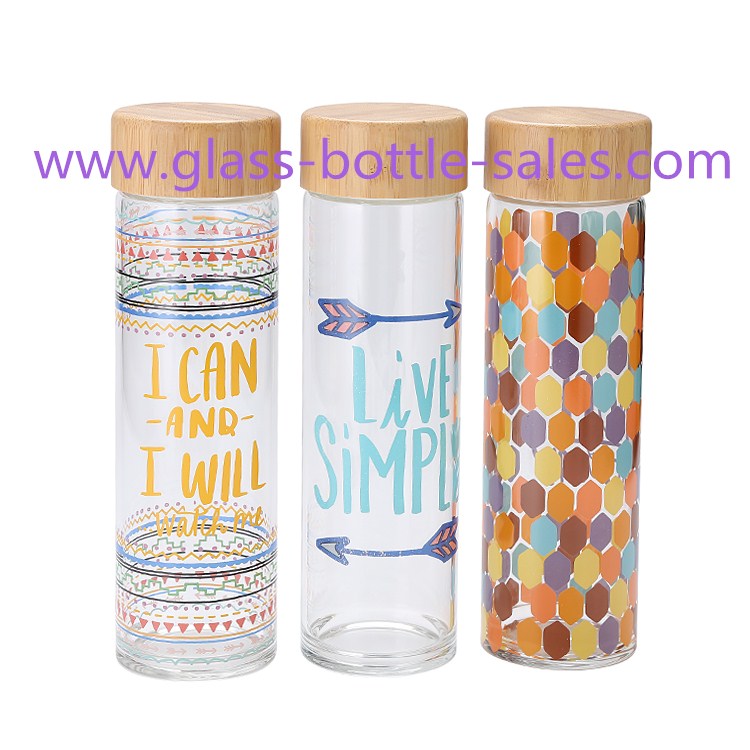 500ml High Borosilicate Glass Water Bottle WIth Bamboo Cap