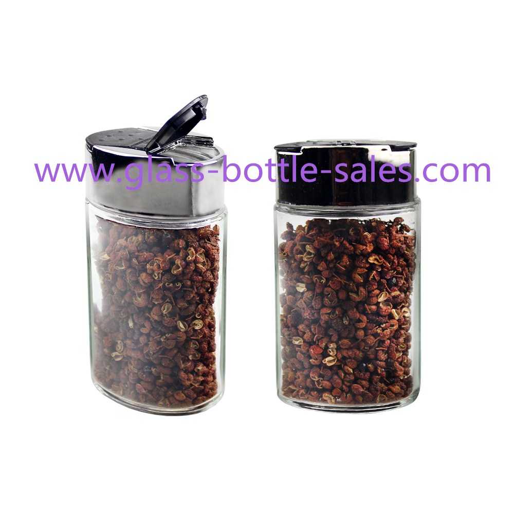 100ml Clear Flat Glass Spice Jar With Metal Lid