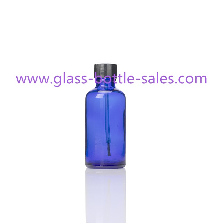 5ml-100ml Blue Essential Oil Glass Bottle With Brush Cap
