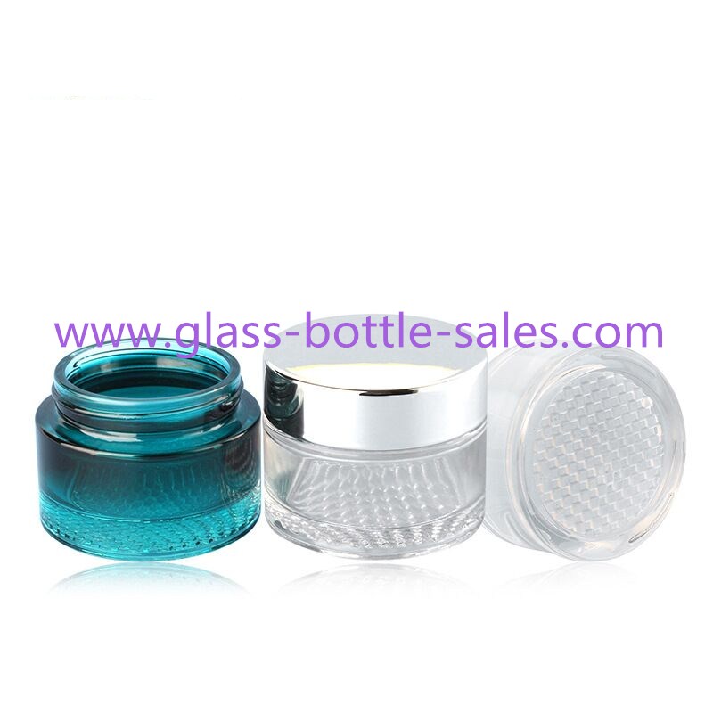 30g,50g Grille Glass Cosmetic Jars With Lids